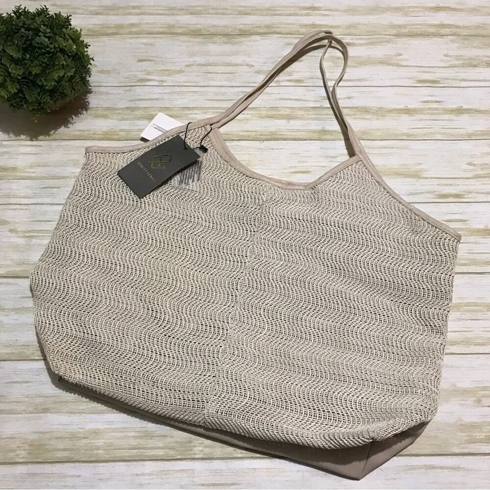 Street Level NWT Cream White Woven Mesh Large Beach Vacation Tote Bag‎ Purse